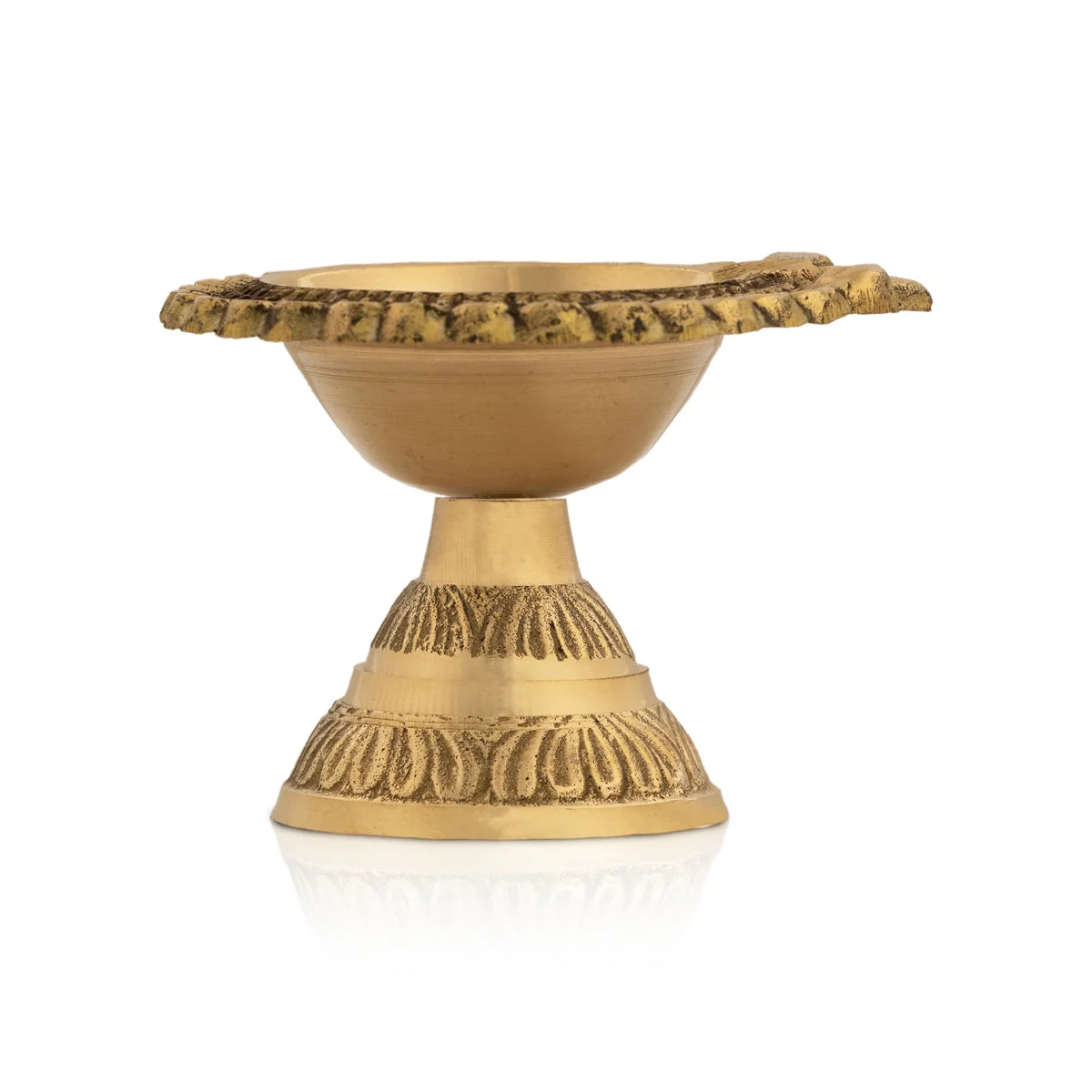 Lakshmi Kubera Vilakku With Base - 1.5 x 2.5 Inches | Brass Lamp/ Laxmi Kubera Deepam for Pooja - Image 3