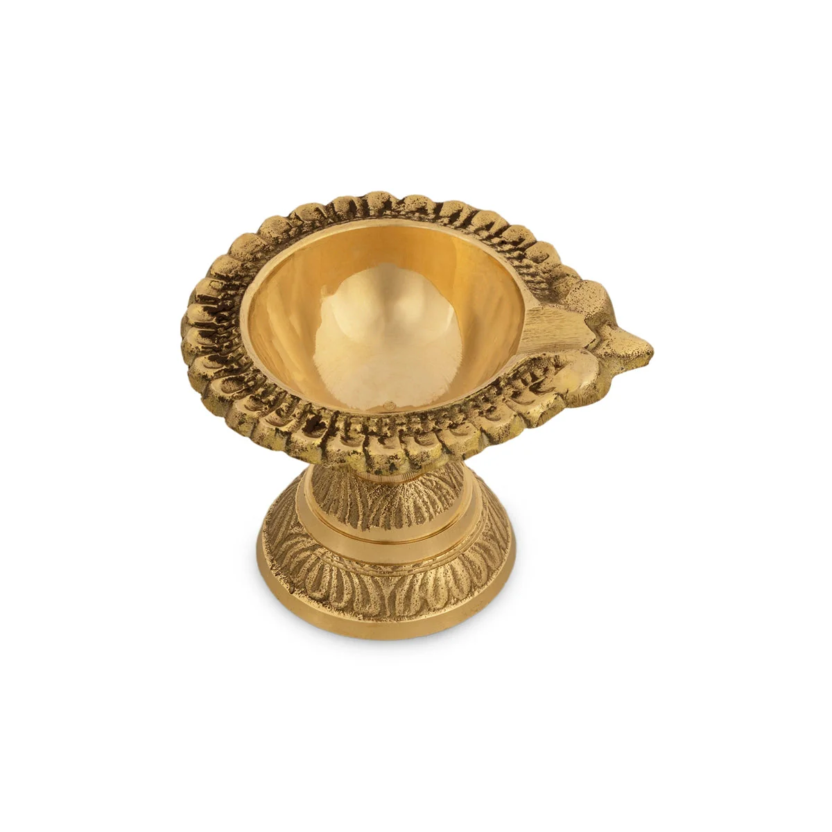 Lakshmi Kubera Vilakku With Base - 2 x 3 Inches | Brass Lamp/ Laxmi Kubera Deepam for Pooja - Image 2