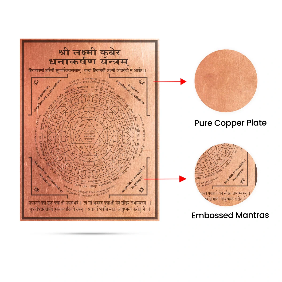 Lakshmi Kubera Danakarshanam Yantra - 8 x 6 Inches | Sanskrit/ Copper Laxmi Kubera Yantra for Home - Image 4