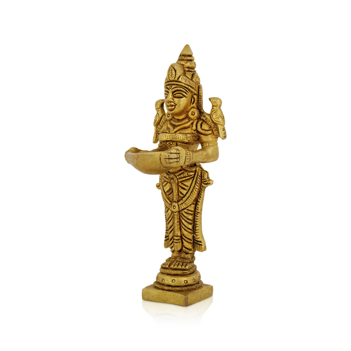 Lakshmi Lamp - 5 Inches | Lakshmi Vilaku/ Antique Brass Vilakku/ Laxmi Deepam for Pooja/ 240 Gms Approx - Image 3