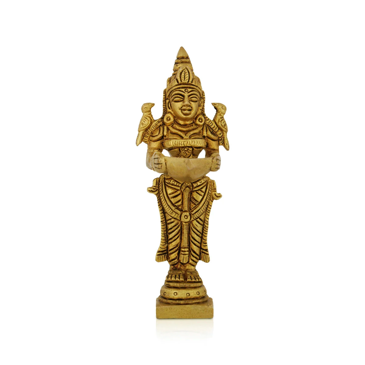 Lakshmi Lamp - 5 Inches | Lakshmi Vilaku/ Antique Brass Vilakku/ Laxmi Deepam for Pooja/ 240 Gms Approx - Image 4