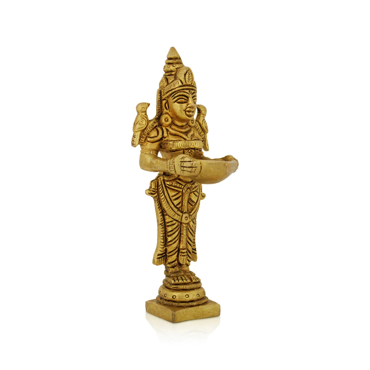 Lakshmi Lamp - 5 Inches | Lakshmi Vilaku/ Antique Brass Vilakku/ Laxmi Deepam for Pooja/ 240 Gms Approx - Image 5