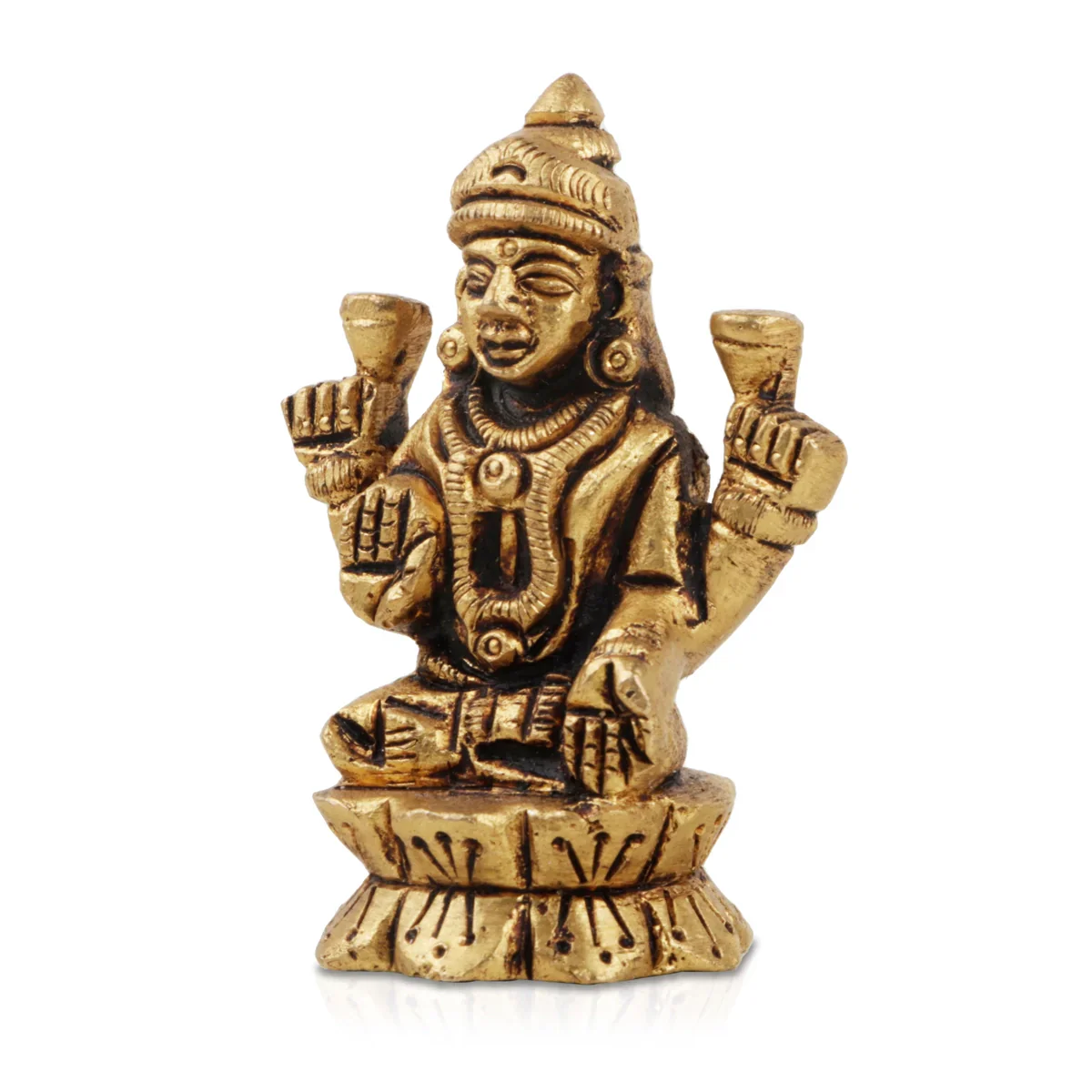 Lakshmi Murti - 2 x 1.75 Inches | Laxmi Idol/ Antique Brass Statue for Pooja/ 130 Gms Approx - Image 2