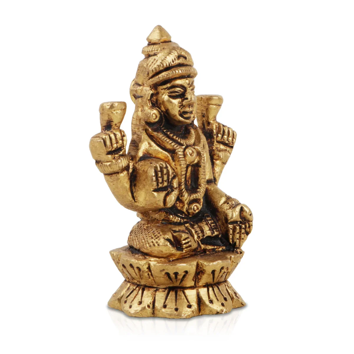 Lakshmi Murti - 2 x 1.75 Inches | Laxmi Idol/ Antique Brass Statue for Pooja/ 130 Gms Approx - Image 3