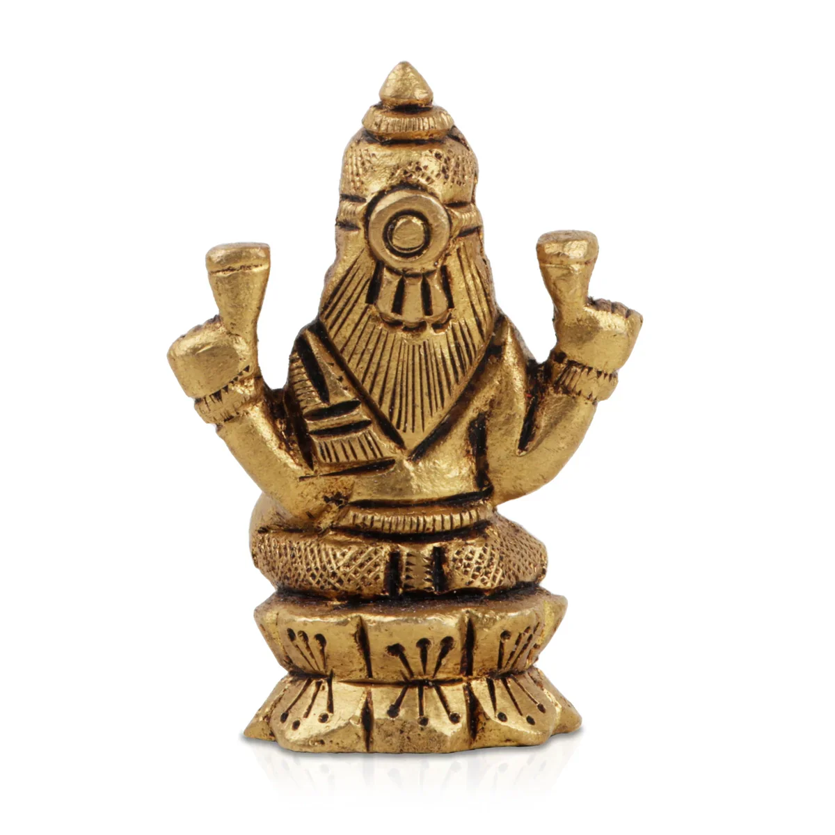 Lakshmi Murti - 2 x 1.75 Inches | Laxmi Idol/ Antique Brass Statue for Pooja/ 130 Gms Approx - Image 4