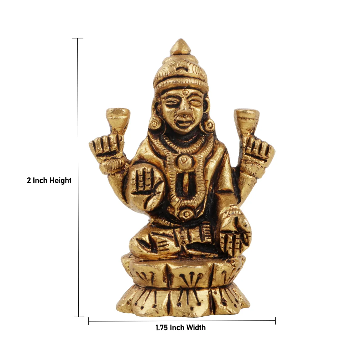 Lakshmi Murti - 2 x 1.75 Inches | Laxmi Idol/ Antique Brass Statue for Pooja/ 130 Gms Approx - Image 5