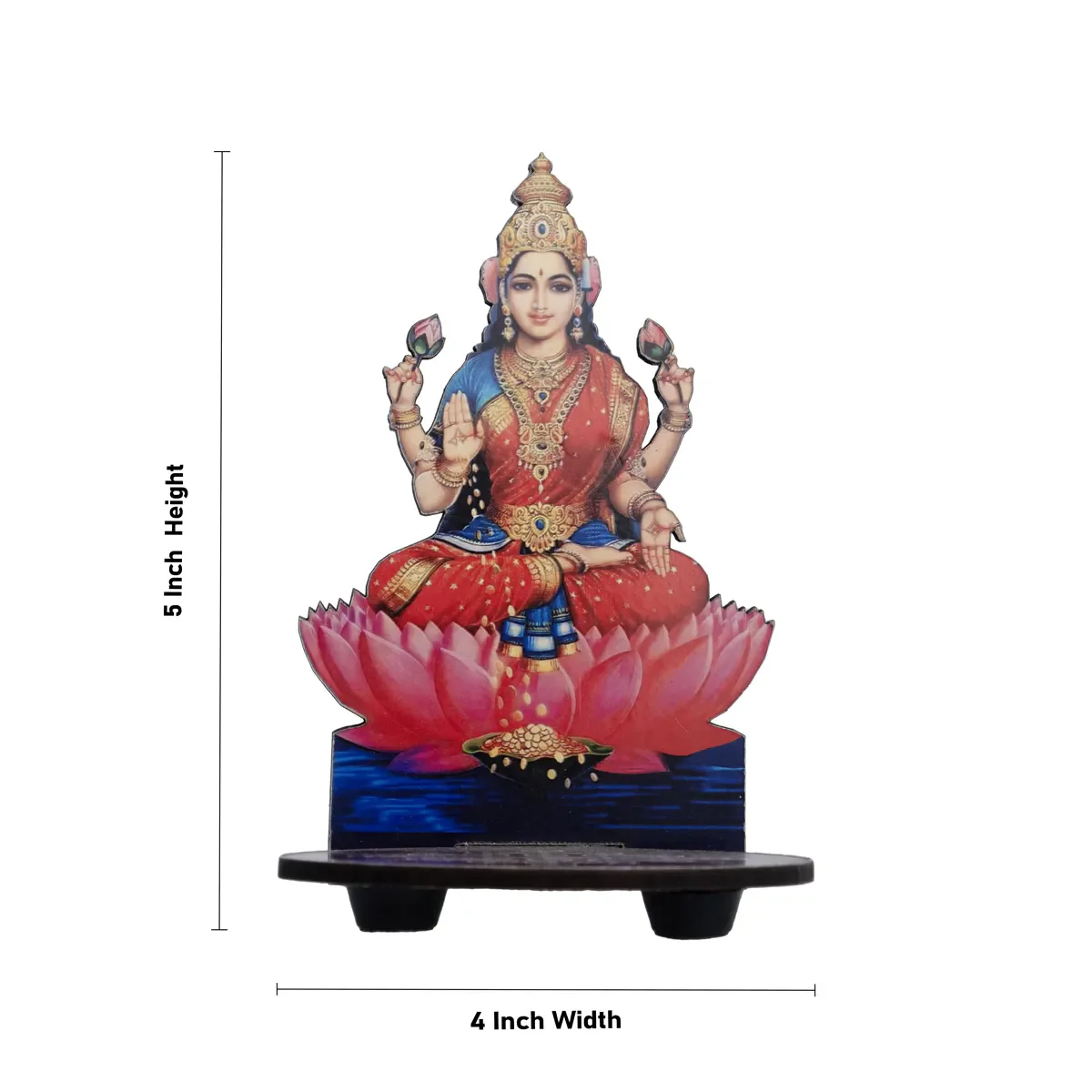 Lakshmi Murti With Kolam Stand - 5 X 4 Inches | Deity With Rangoli Design Wooden Bajot For Pooja Room Decor - Image 5