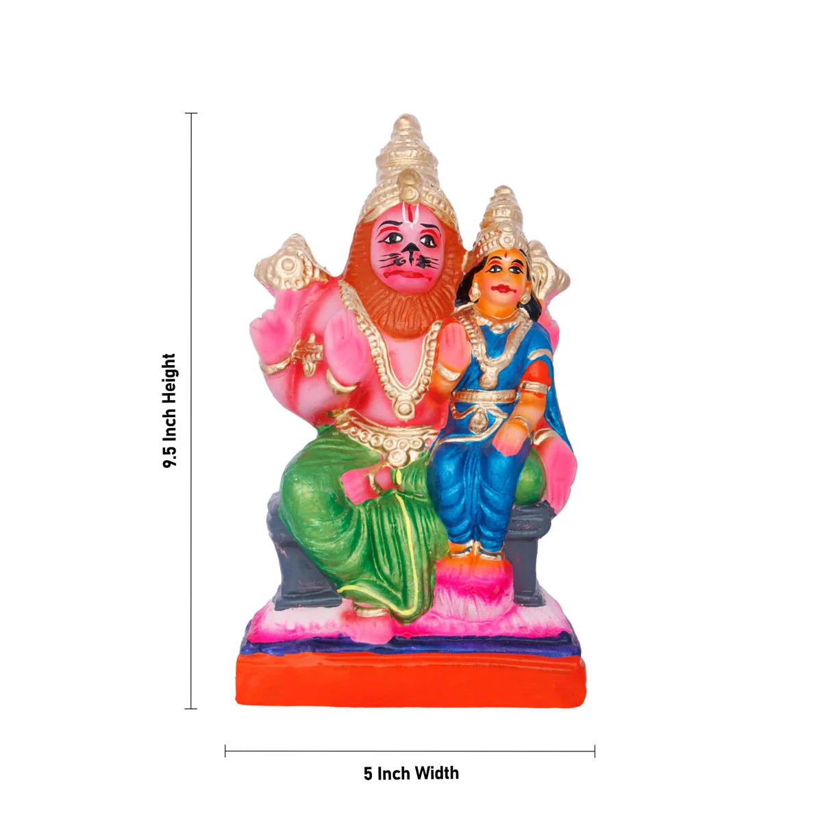 Lakshmi Narasimha Idol Clay Golu Bommai - 9.5 X 5 Inches | Giri Golu Doll/ Navaratri Gombe/ Navratri Decor - Image 4