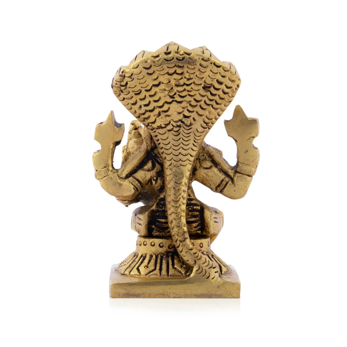 Lakshmi Narasimhar - 3.5 x 2.5 Inches | Antique Brass Statue/ Laxmi Narasimha with Nag for Pooja/ 340 Gms Approx - Image 4