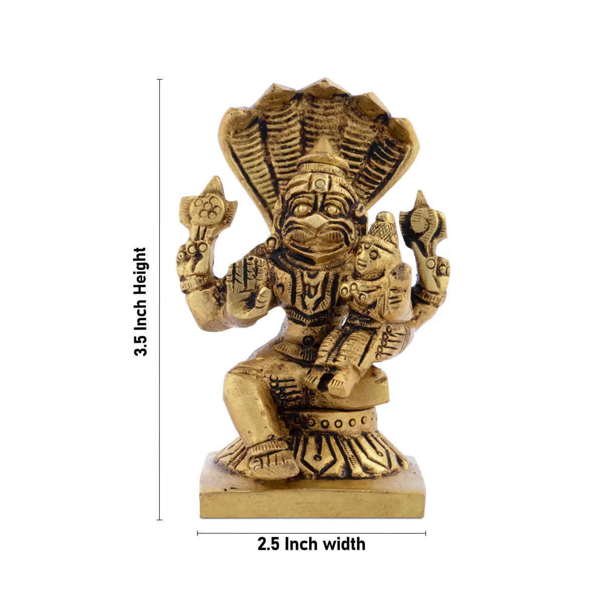 Lakshmi Narasimhar - 3.5 x 2.5 Inches | Antique Brass Statue/ Laxmi Narasimha with Nag for Pooja/ 340 Gms Approx - Image 5
