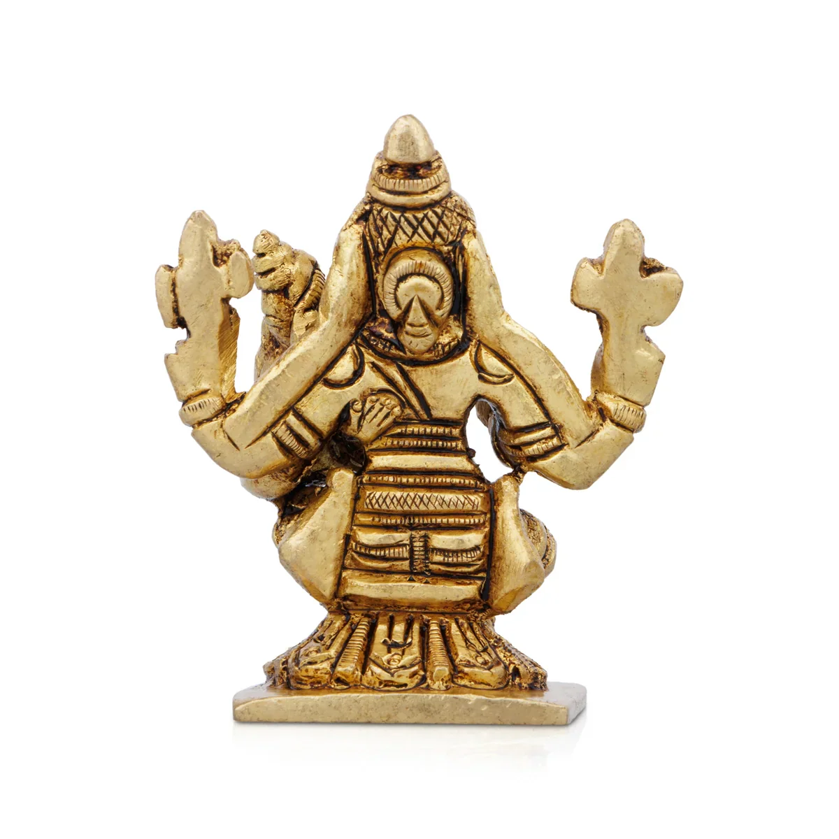 Lakshmi Narasimhar - 3 x 2.5 Inches | Antique Brass Statue/ Laxmi Narasimha Idol for Pooja/ 235 Gms Approx - Image 4
