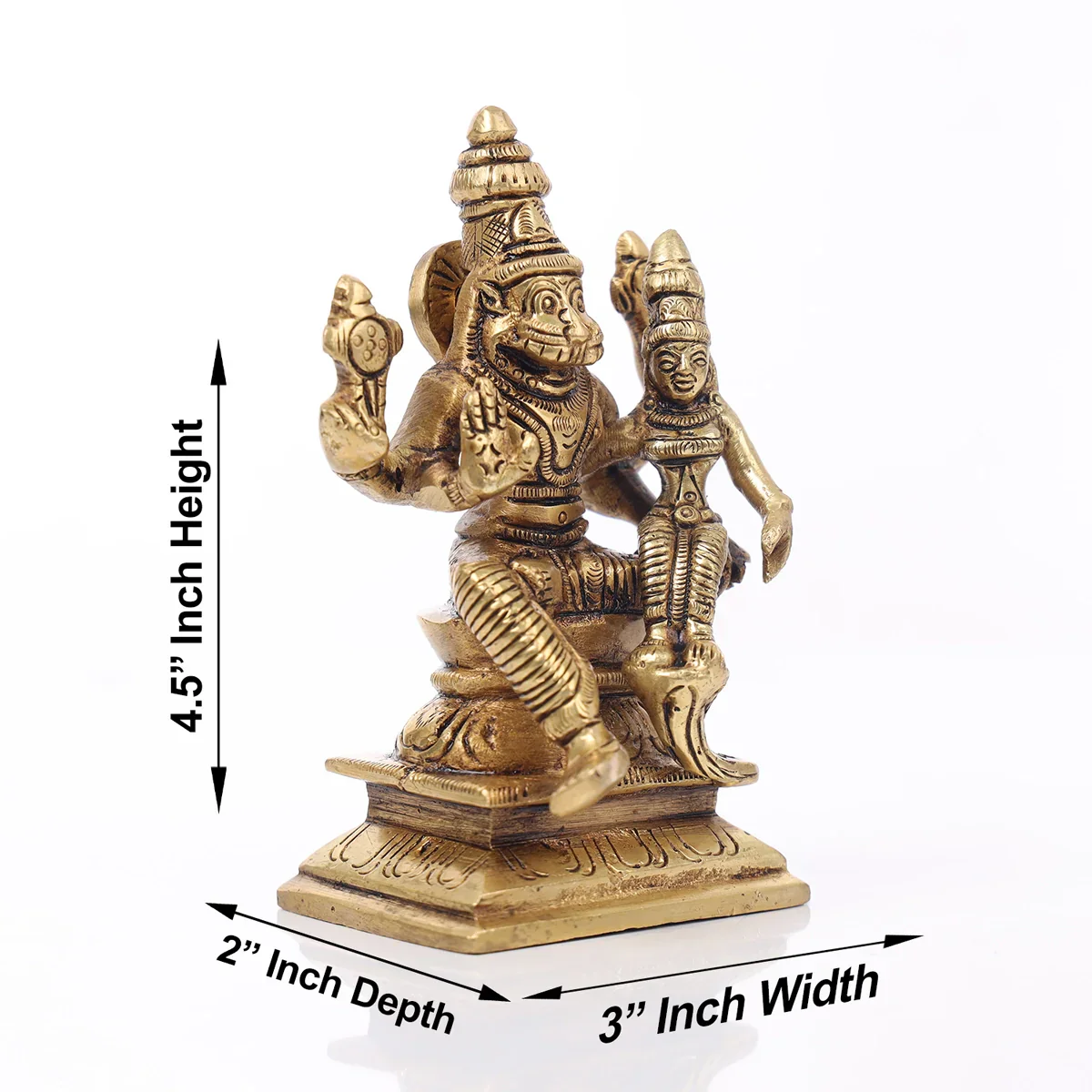Lakshmi Narasimhar - 4.5 x 3 Inches | Antique Brass Statue/ Laxmi Narasimha Idol for Pooja/ 700 Gms Approx - Image 2