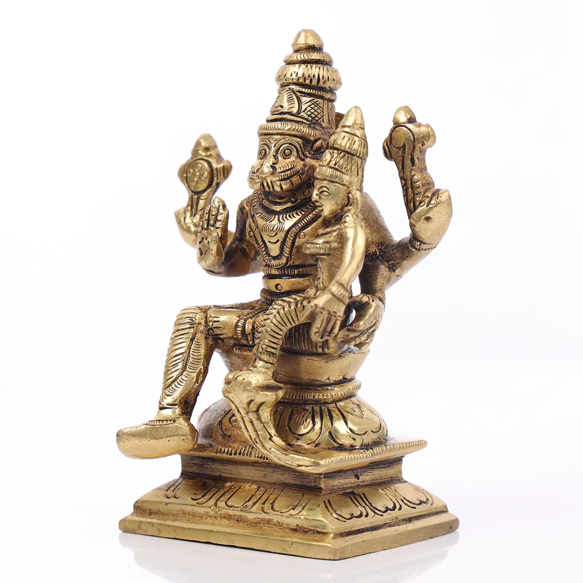 Lakshmi Narasimhar - 4.5 x 3 Inches | Antique Brass Statue/ Laxmi Narasimha Idol for Pooja/ 700 Gms Approx - Image 4