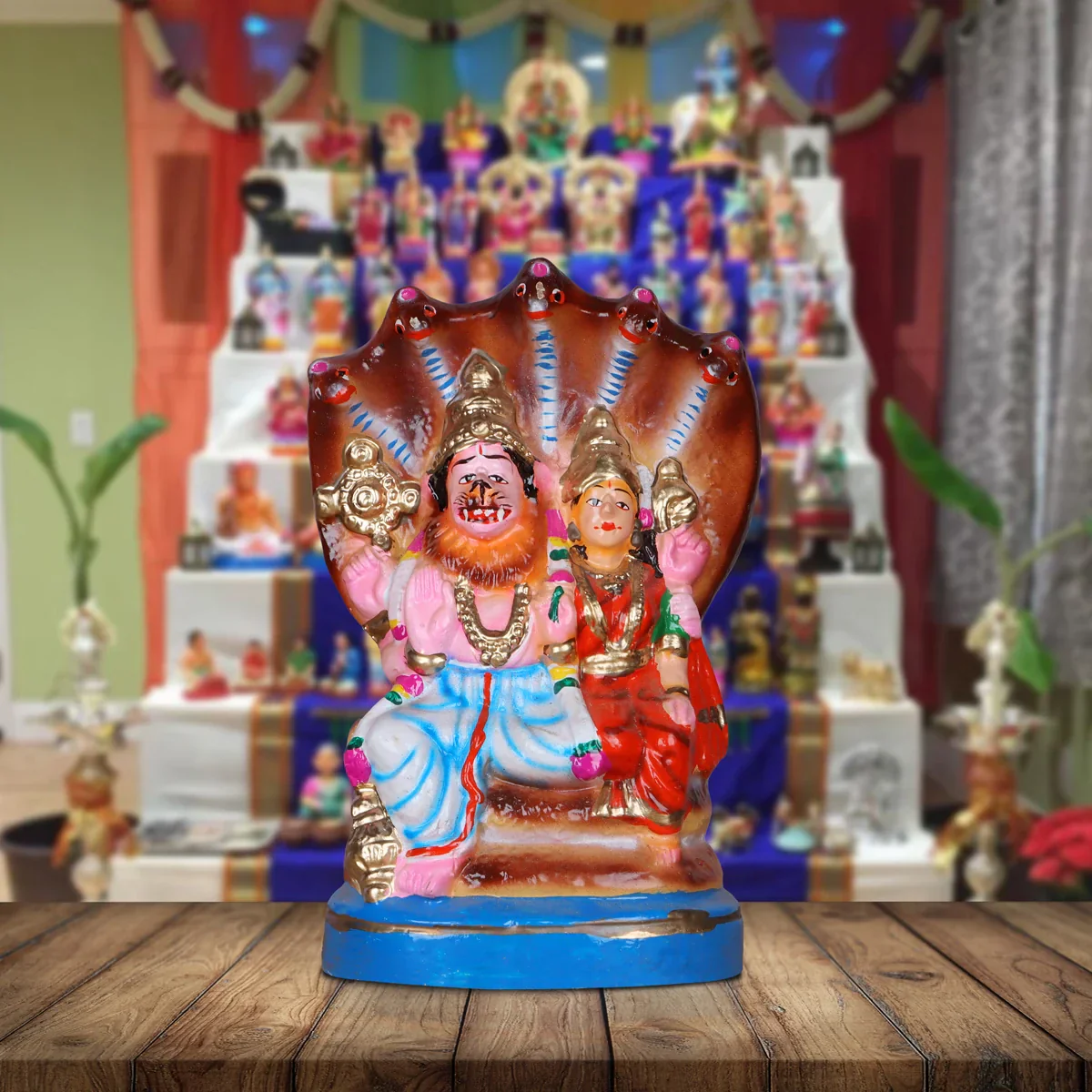 Lakshmi Narasimhar Clay Golu Bommai - 10 Inches | Giri Golu Doll/ Navaratri Golu Bomma/Gombe/Bommai - Image 5