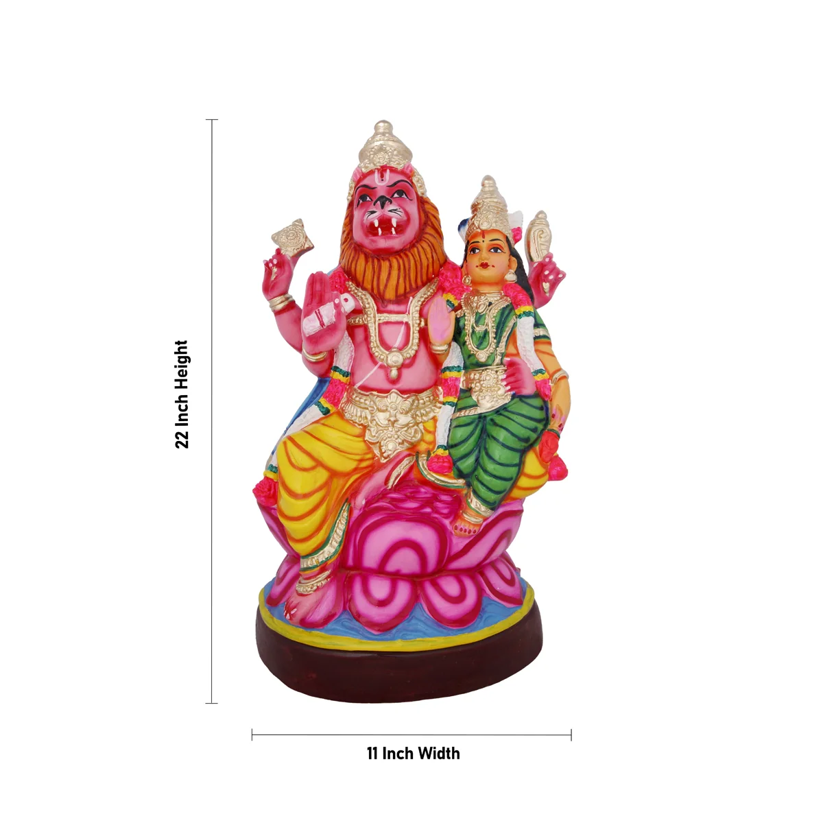 Lakshmi Narasimhar Paper Mache Golu Bommai - 22 x 11 Inches | Giri Golu Doll/ Navaratri Golu Bomma/Gombe/Bommai - Image 3