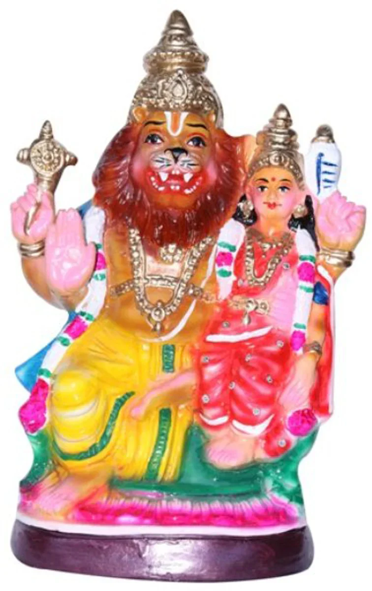 Lakshmi Narasimhar Paper Mache Golu Bommai - 14 Inches | Giri Golu Doll/ Navaratri Golu Bomma/Gombe/Bommai - Image 2