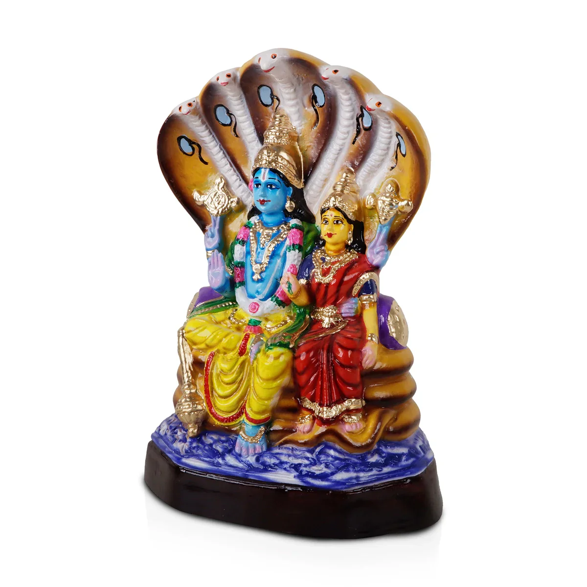 Lakshmi Narayana Paper Mache Golu Bommai - 15 x 7.5 Inches | Giri Golu Doll/ Navaratri Golu Bomma/Gombe/Bommai - Image 2