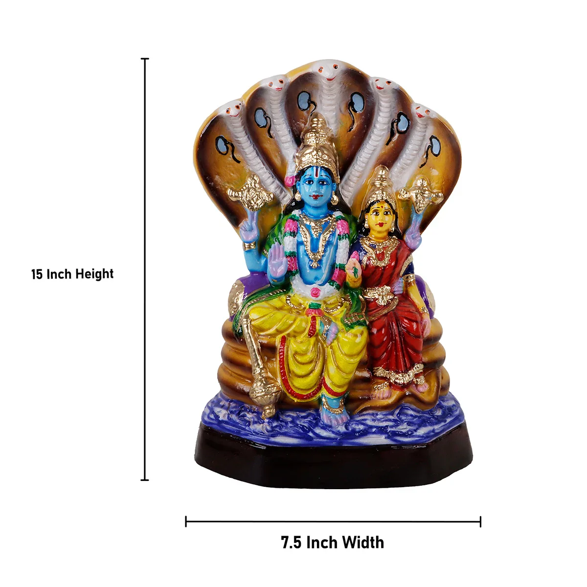 Lakshmi Narayana Paper Mache Golu Bommai - 15 x 7.5 Inches | Giri Golu Doll/ Navaratri Golu Bomma/Gombe/Bommai - Image 5