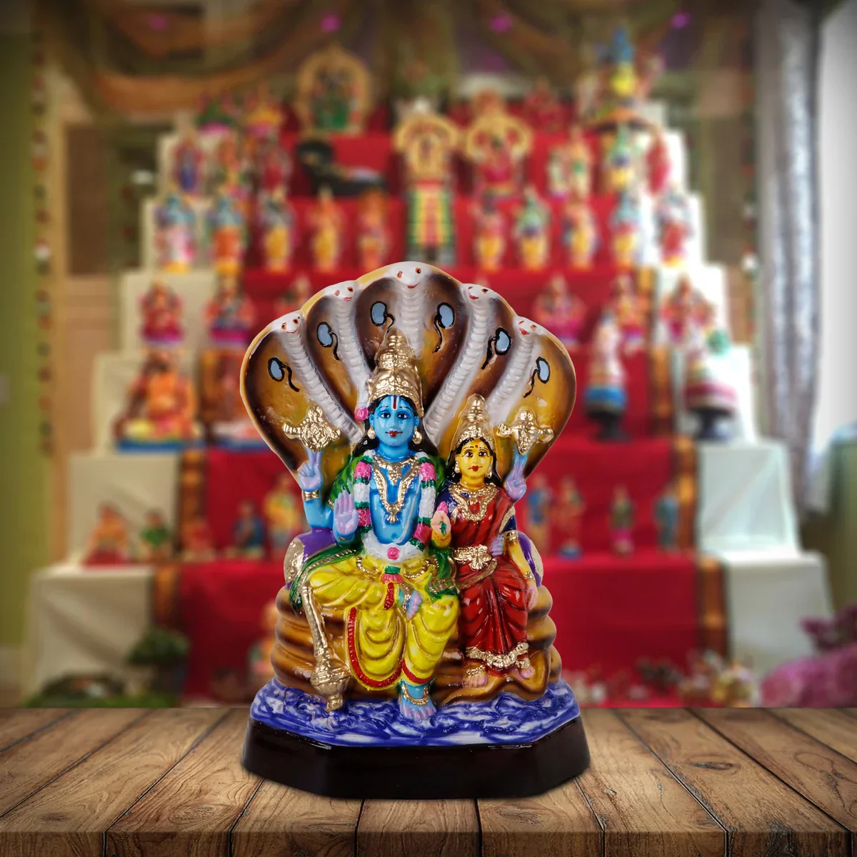 Lakshmi Narayana Paper Mache Golu Bommai - 15 x 7.5 Inches | Giri Golu Doll/ Navaratri Golu Bomma/Gombe/Bommai - Image 6