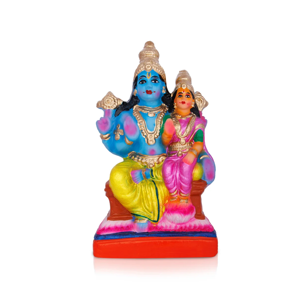 Lakshmi Narayanan Clay Golu Bommai - 10 X 5 Inches | Navaratri Golu Gombe/ Giri Golu Doll/ Navratri Decoration - Image 2