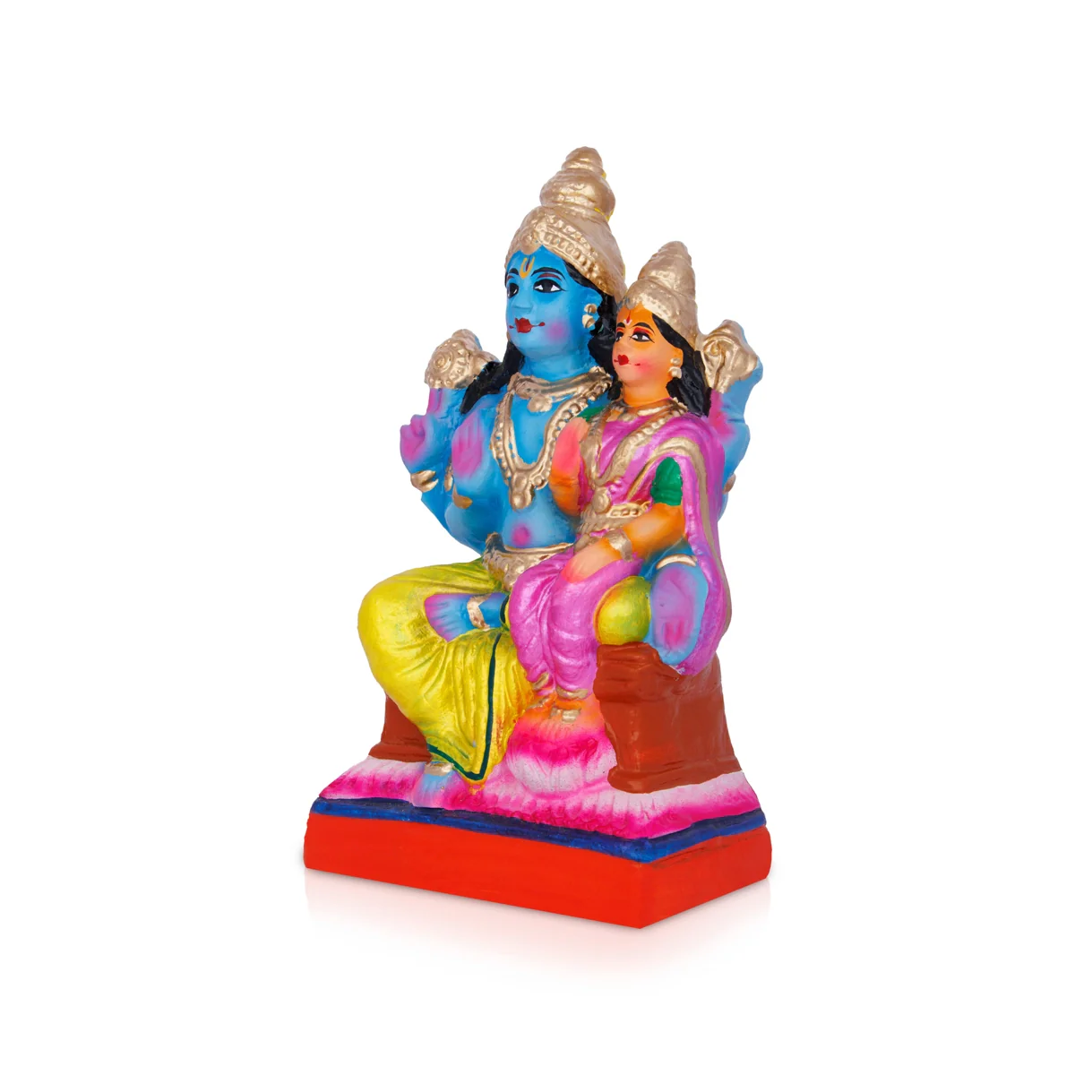 Lakshmi Narayanan Clay Golu Bommai - 10 X 5 Inches | Navaratri Golu Gombe/ Giri Golu Doll/ Navratri Decoration - Image 3