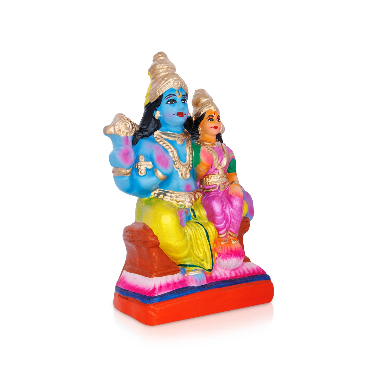 Lakshmi Narayanan Clay Golu Bommai - 10 X 5 Inches | Navaratri Golu Gombe/ Giri Golu Doll/ Navratri Decoration - Image 4
