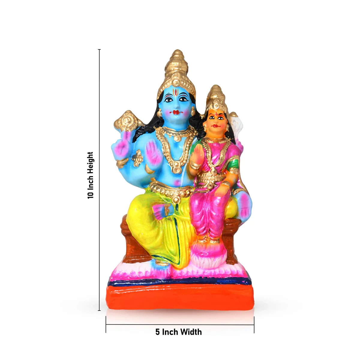 Lakshmi Narayanan Clay Golu Bommai - 10 x 5 Inches | Giri Golu Doll/ Navaratri Golu Bomma/Gombe/Bommai - Image 5