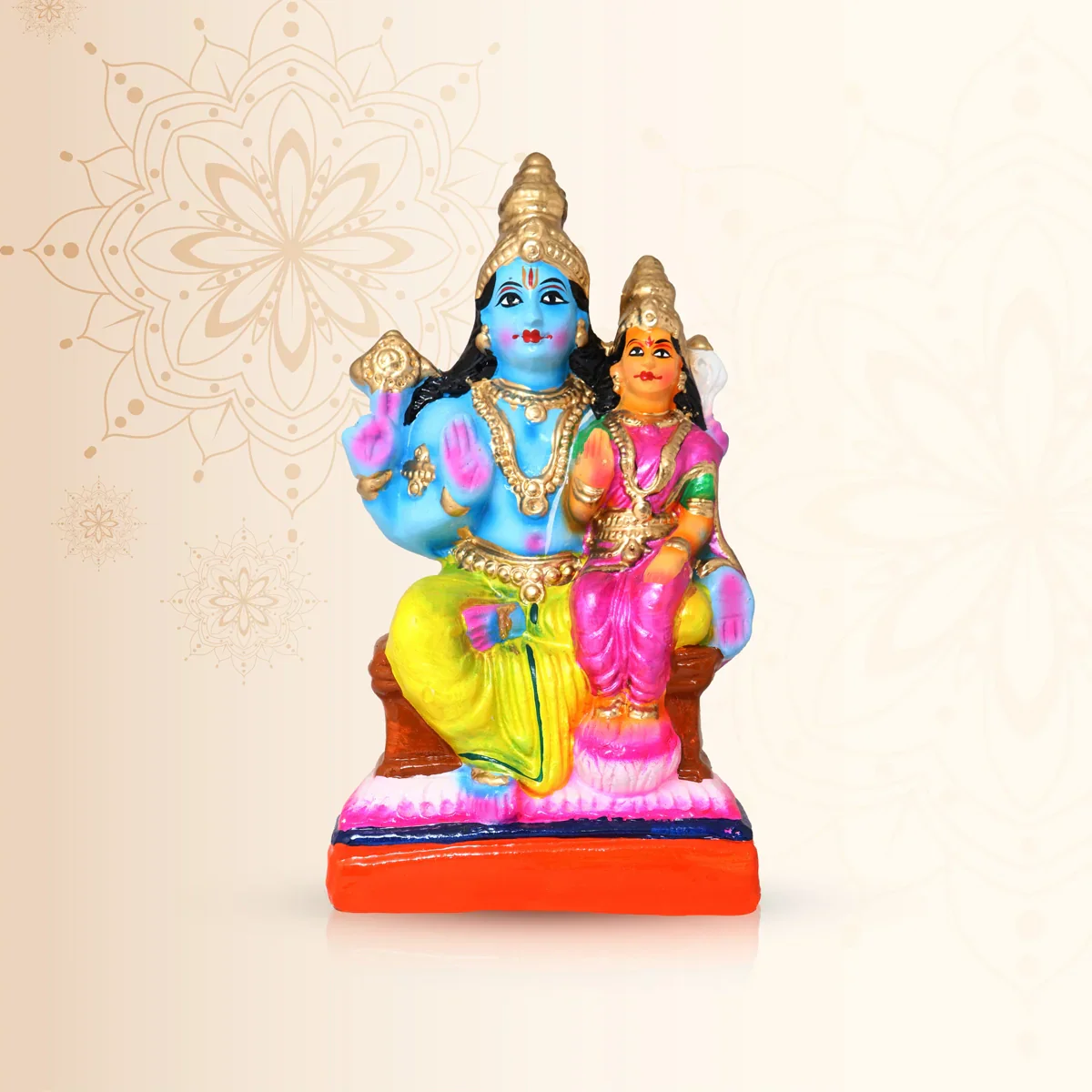 Lakshmi Narayanan Clay Golu Bommai - 10 x 5 Inches | Giri Golu Doll/ Navaratri Golu Bomma/Gombe/Bommai - Image 6