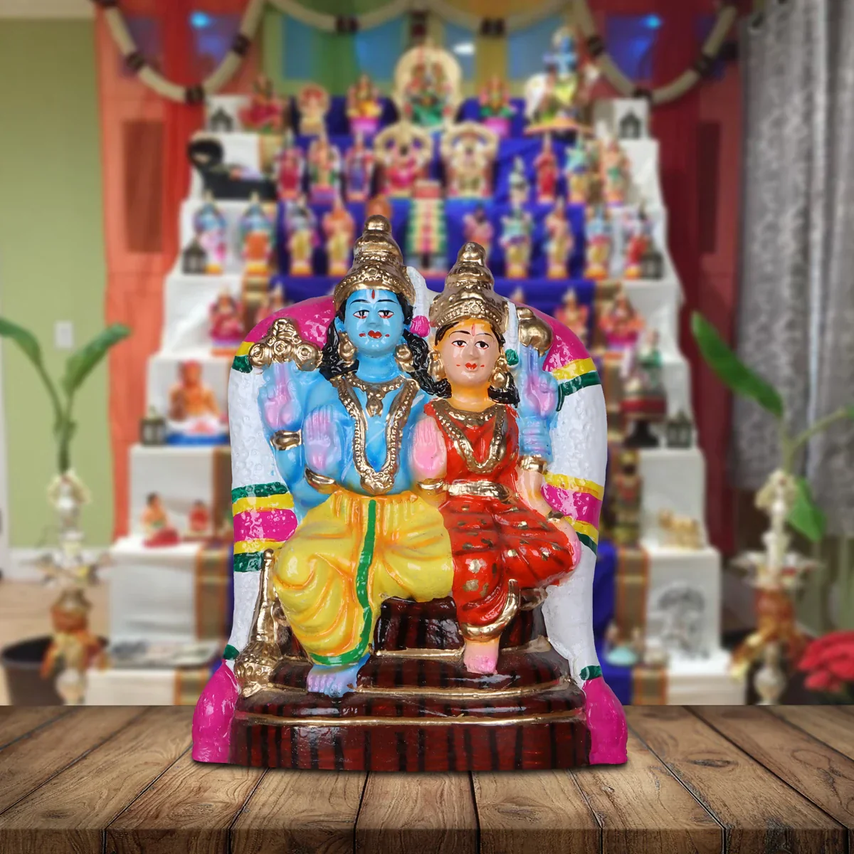 Lakshmi Narayanar Clay Golu Bommai - 9 Inches | Giri Golu Doll/ Navaratri Golu Bomma/Gombe/Bommai - Image 5