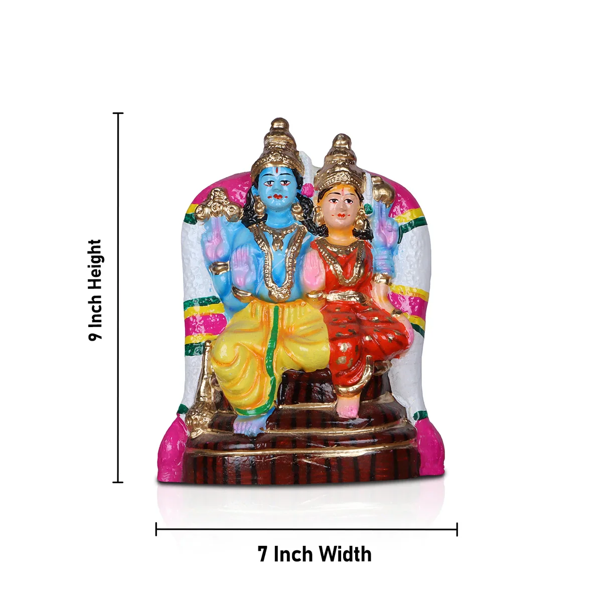 Lakshmi Narayanar Clay Golu Bommai - 9 Inches | Giri Golu Doll/ Navaratri Golu Bomma/Gombe/Bommai - Image 6