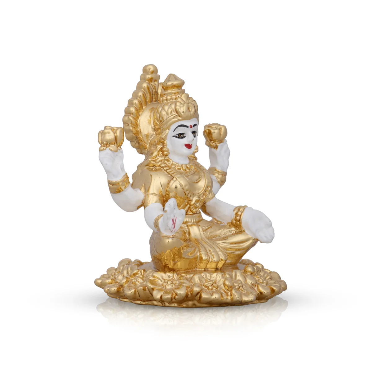 Lakshmi Idol Sitting On Flower - 3 x 2 Inches | Ceramic Sculpture/ Lakshmi Murti/ Laxmi Murti for Pooja - Image 4