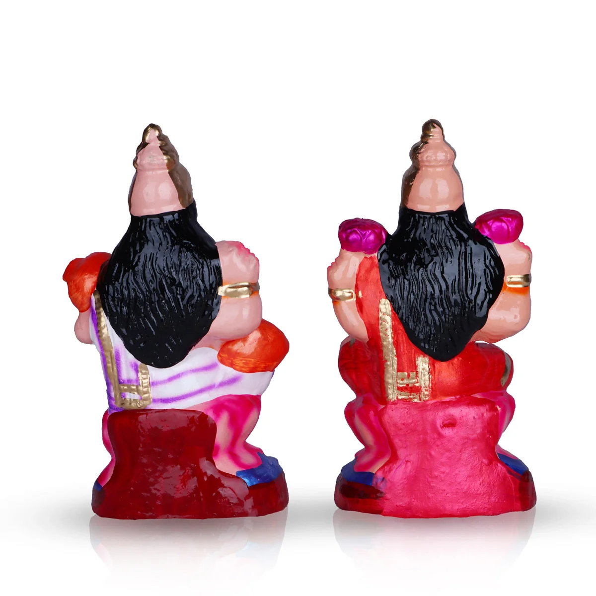 Lakshmi Saraswati Clay Golu Bommai Pair - 8 x 4 Inches | Giri Golu Doll/ Navaratri Golu Bomma/Gombe/Bommai - Image 4