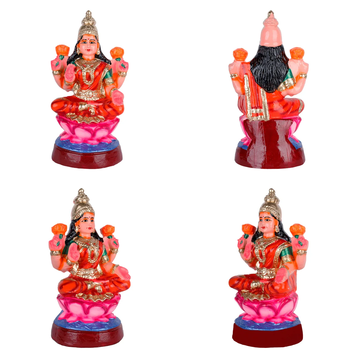 Lakshmi Saraswati Durga Clay Golu Bommai Set - 12 x 7.5 Inches | Giri Golu Doll/ Navaratri Golu Bomma/ Gombe - Image 3