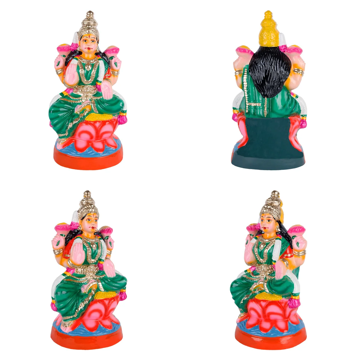 Lakshmi Saraswati Durga Clay Golu Bommai Set - 13 x 7 Inches | Giri Golu Doll/Navaratri Golu Bomma/Bommai/Gombe - Image 3