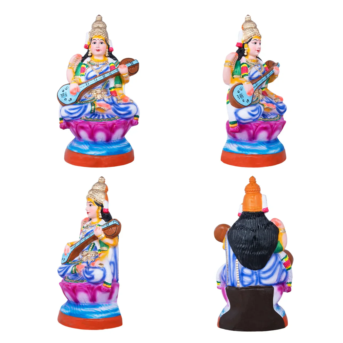 Lakshmi Saraswati Durga Clay Golu Bommai Set - 18 x 11 Inches | Giri Golu Doll/ Navaratri Golu Bomma/Gombe - Image 3