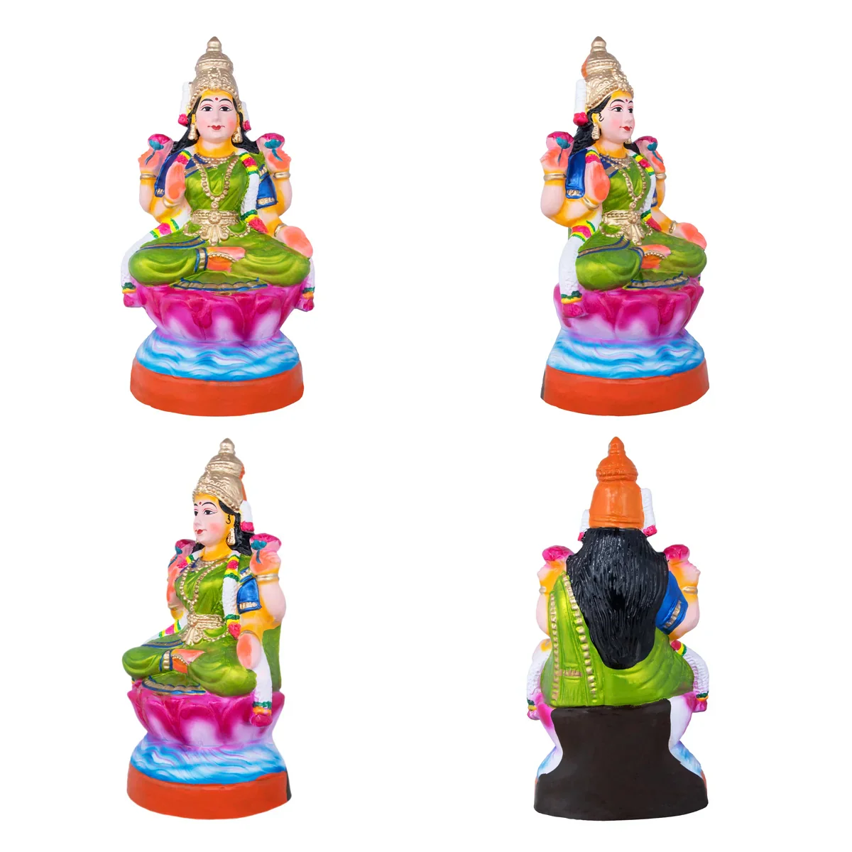 Lakshmi Saraswati Durga Clay Golu Bommai Set - 18 x 11 Inches | Giri Golu Doll/ Navaratri Golu Bomma/Gombe - Image 4