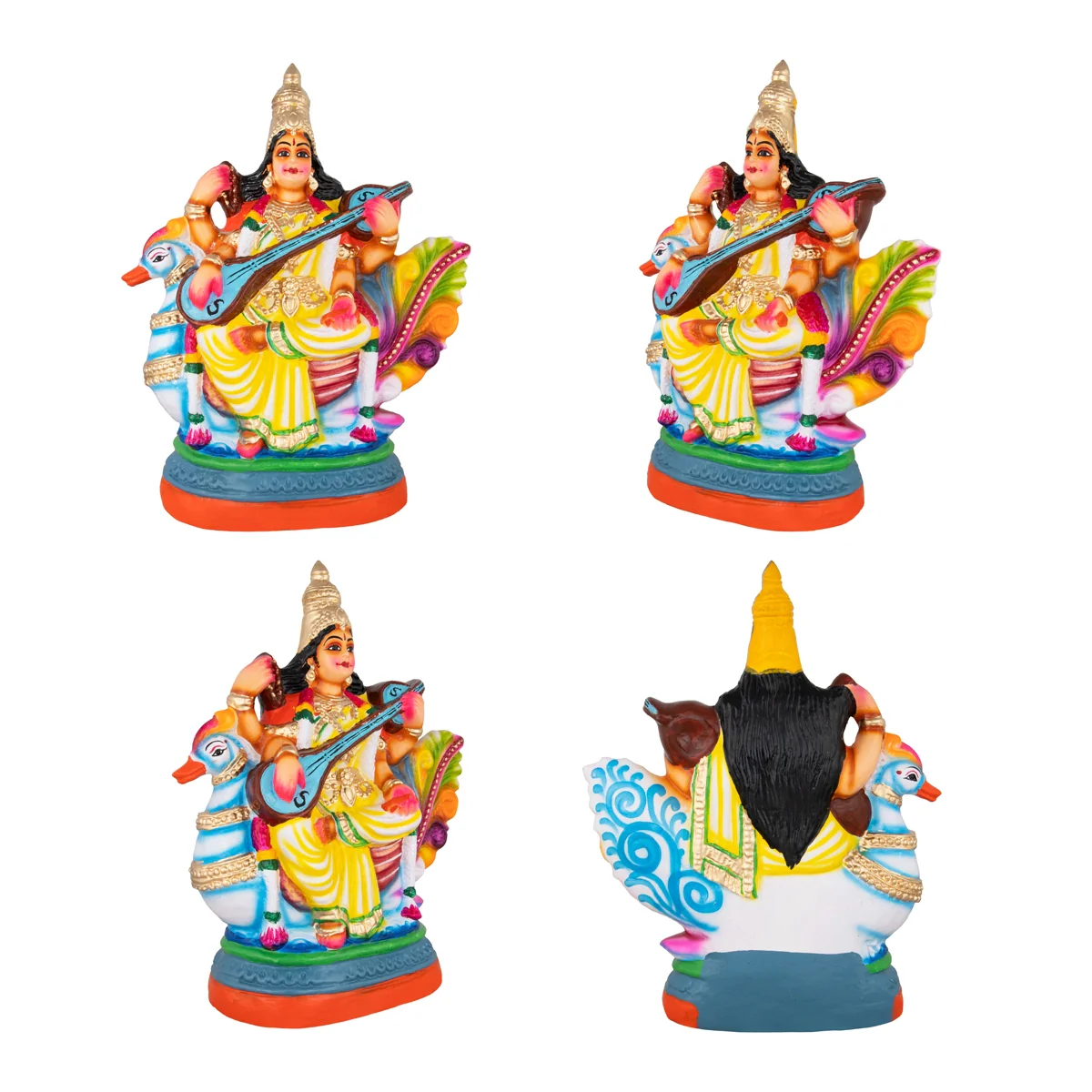 Lakshmi Saraswati Durga Paper Mache Golu Bommai Set - 15 x 10 Inches | Giri Golu Doll/ Navaratri Golu Bomma - Image 2