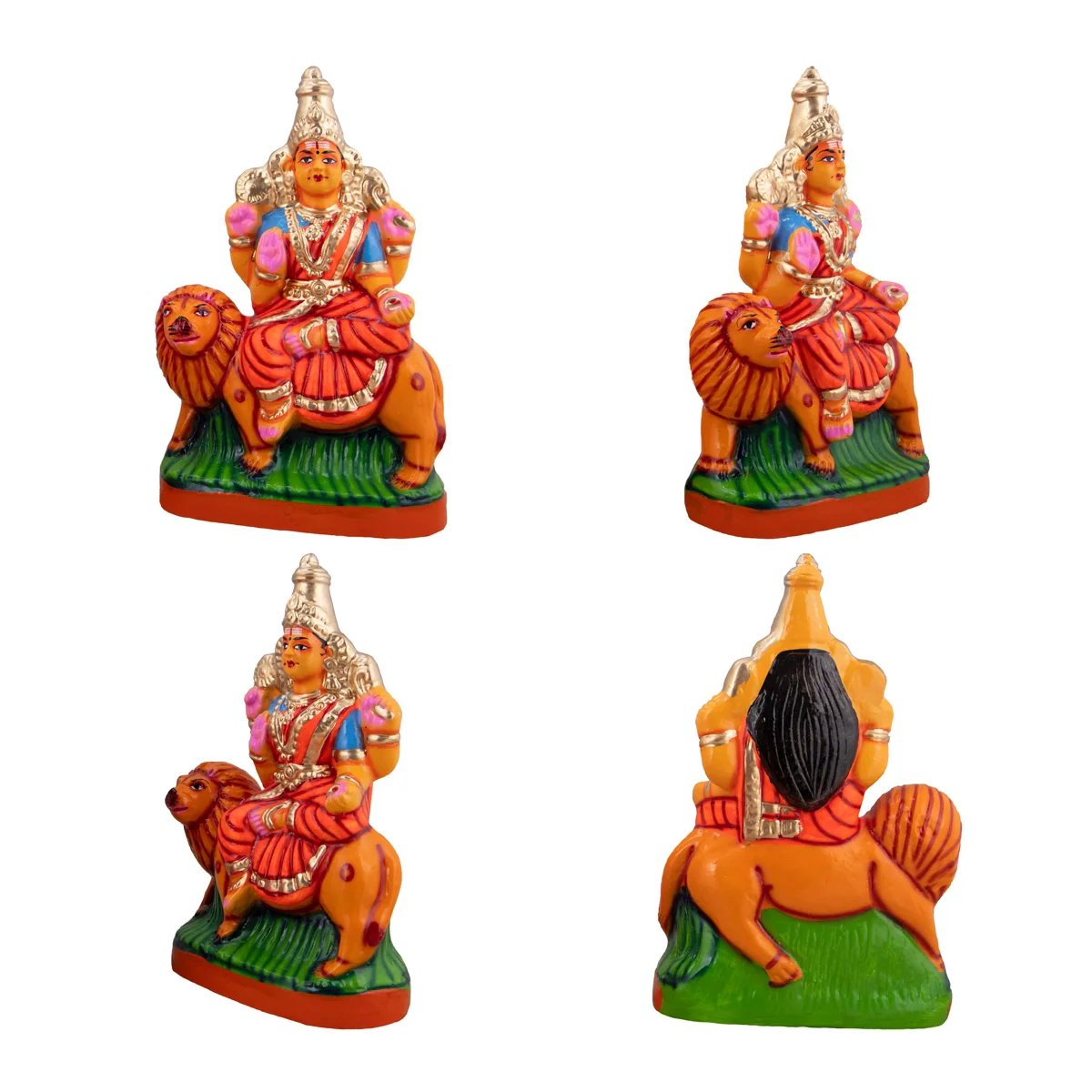 Lakshmi Saraswati Durgai Paper Mache Golu Bommai Set - 9 x 6 Inches | Giri Golu Doll/ Navaratri Golu Bomma/Gombe/Bommai - Image 2