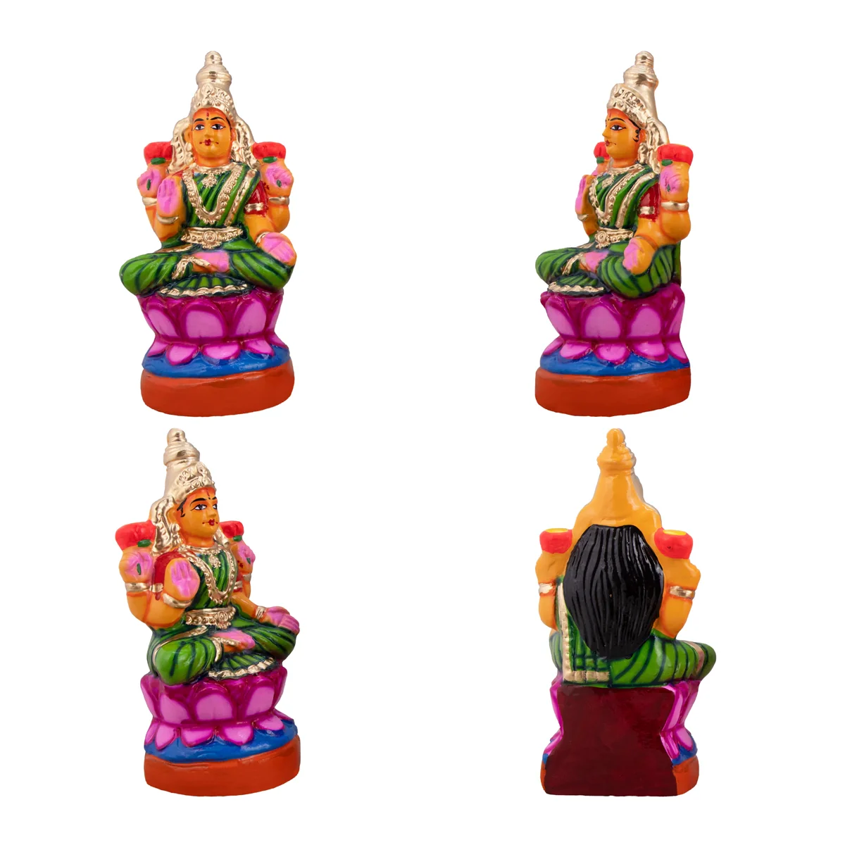 Lakshmi Saraswati Durgai Paper Mache Golu Bommai Set - 9 x 6 Inches | Giri Golu Doll/ Navaratri Golu Bomma/Gombe/Bommai - Image 3