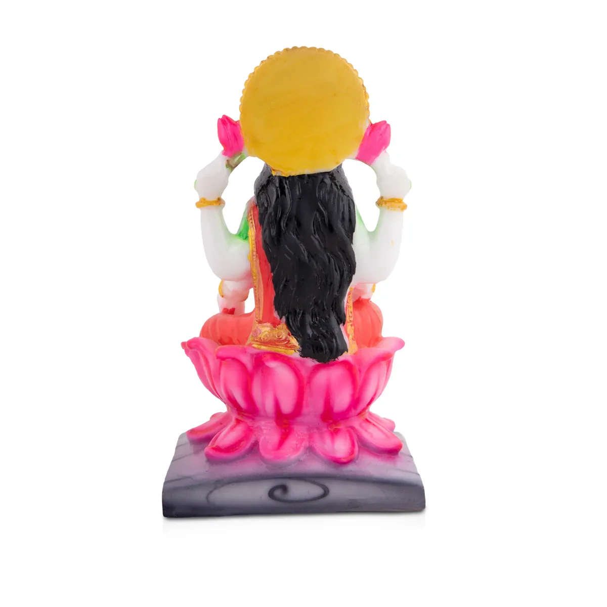 Lakshmi Sitting on Lotus - 7.5 x 4 Inches | Marble Dust Laxmi Idol/ Lakshmi Statue for Pooja - Image 4