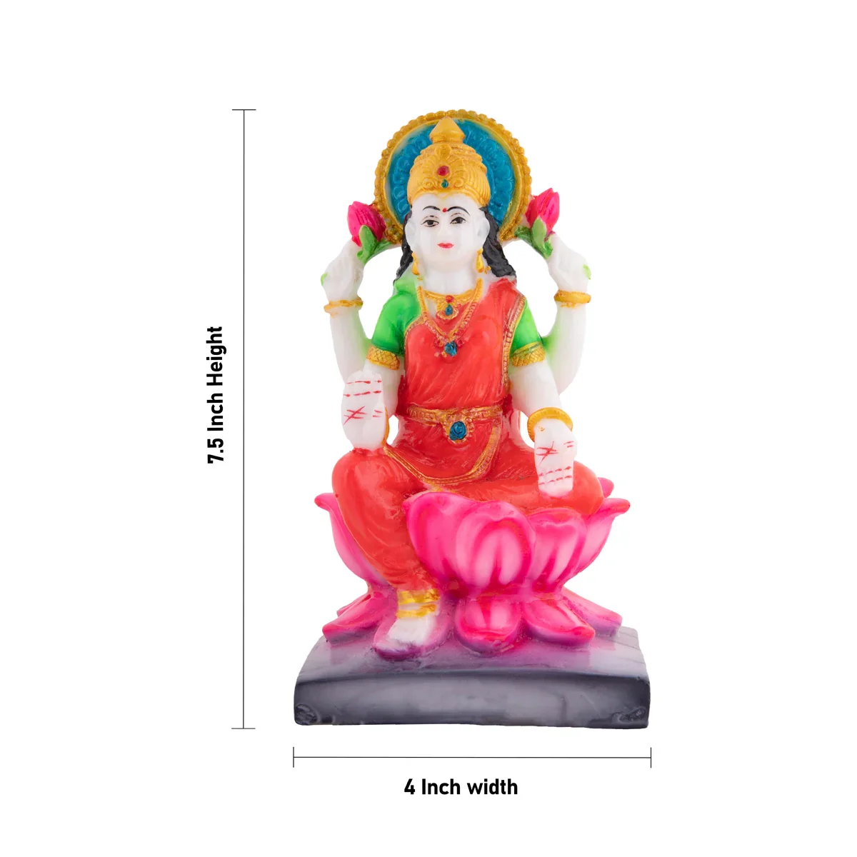 Lakshmi Sitting on Lotus - 7.5 x 4 Inches | Marble Dust Laxmi Idol/ Lakshmi Statue for Pooja - Image 5