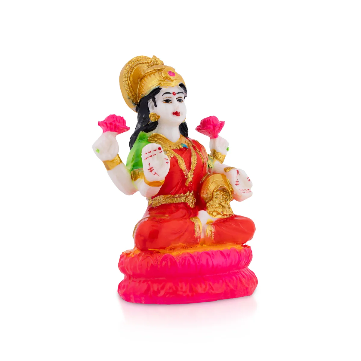 Lakshmi Sitting On Lotus Murti - 4.5 × 3 Inches | Marble Laxmi Devi Idol / Lakshmi Murti For Pooja & Prosperity - Image 3