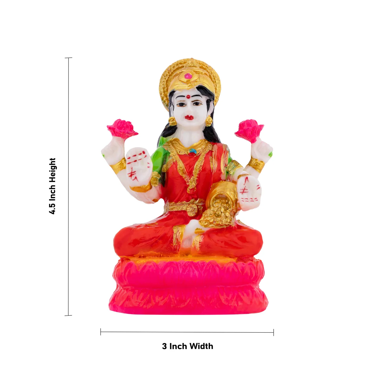 Lakshmi Sitting On Lotus Murti - 4.5 × 3 Inches | Marble Laxmi Devi Idol / Lakshmi Murti For Pooja & Prosperity - Image 4