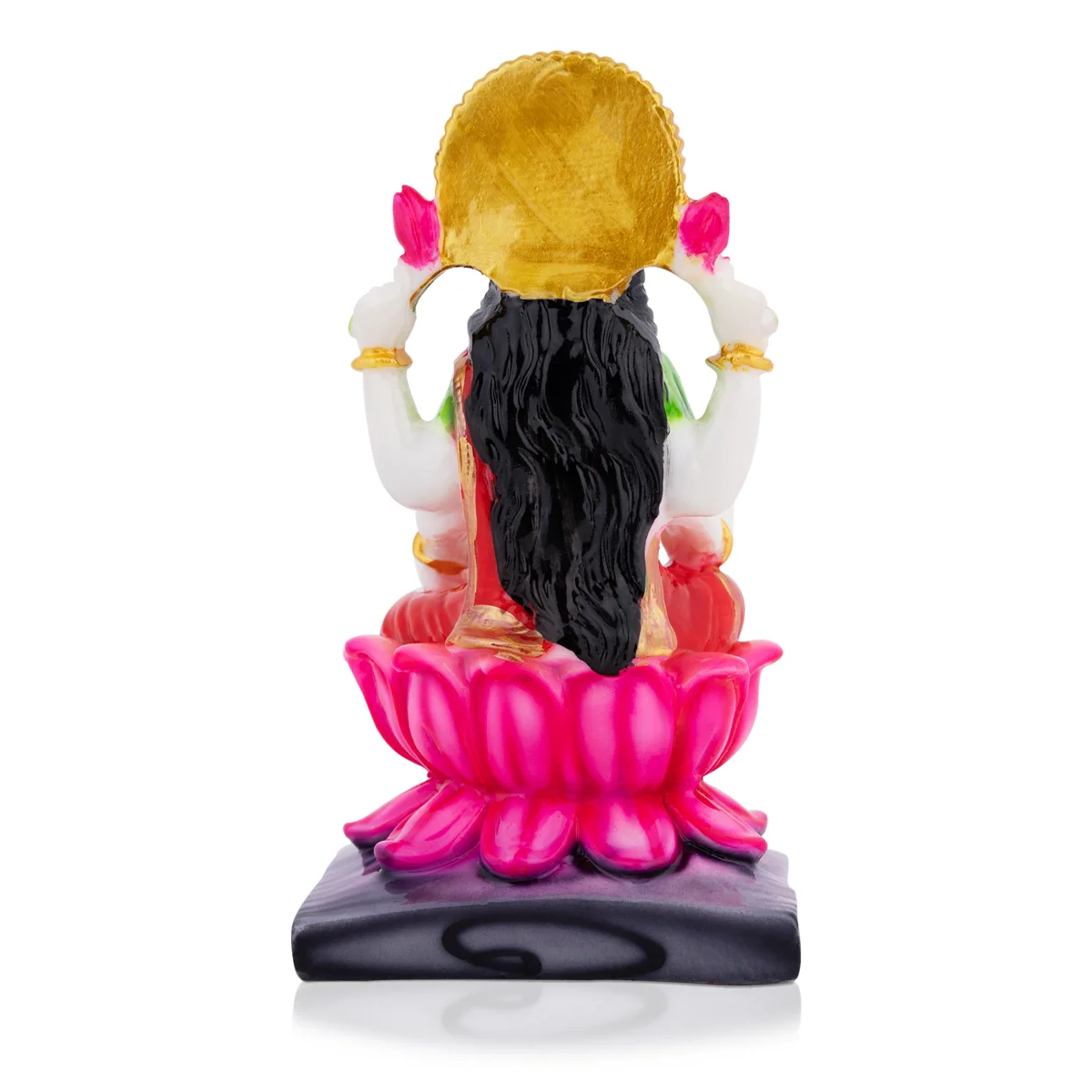Lakshmi Sitting On Lotus Murti - 7 × 3.25 Inches | Marble Laxmi Devi Idol / Lakshmi Murti For Pooja & Prosperity - Image 5