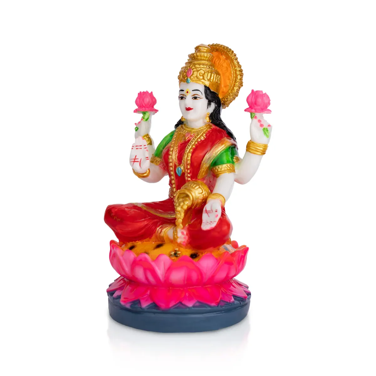 Lakshmi Sitting On Lotus Murti - 7.75 X 4.5 Inches | Marble Dust Idol/ Goddess Lakshmi Statue For Pooja - Image 2