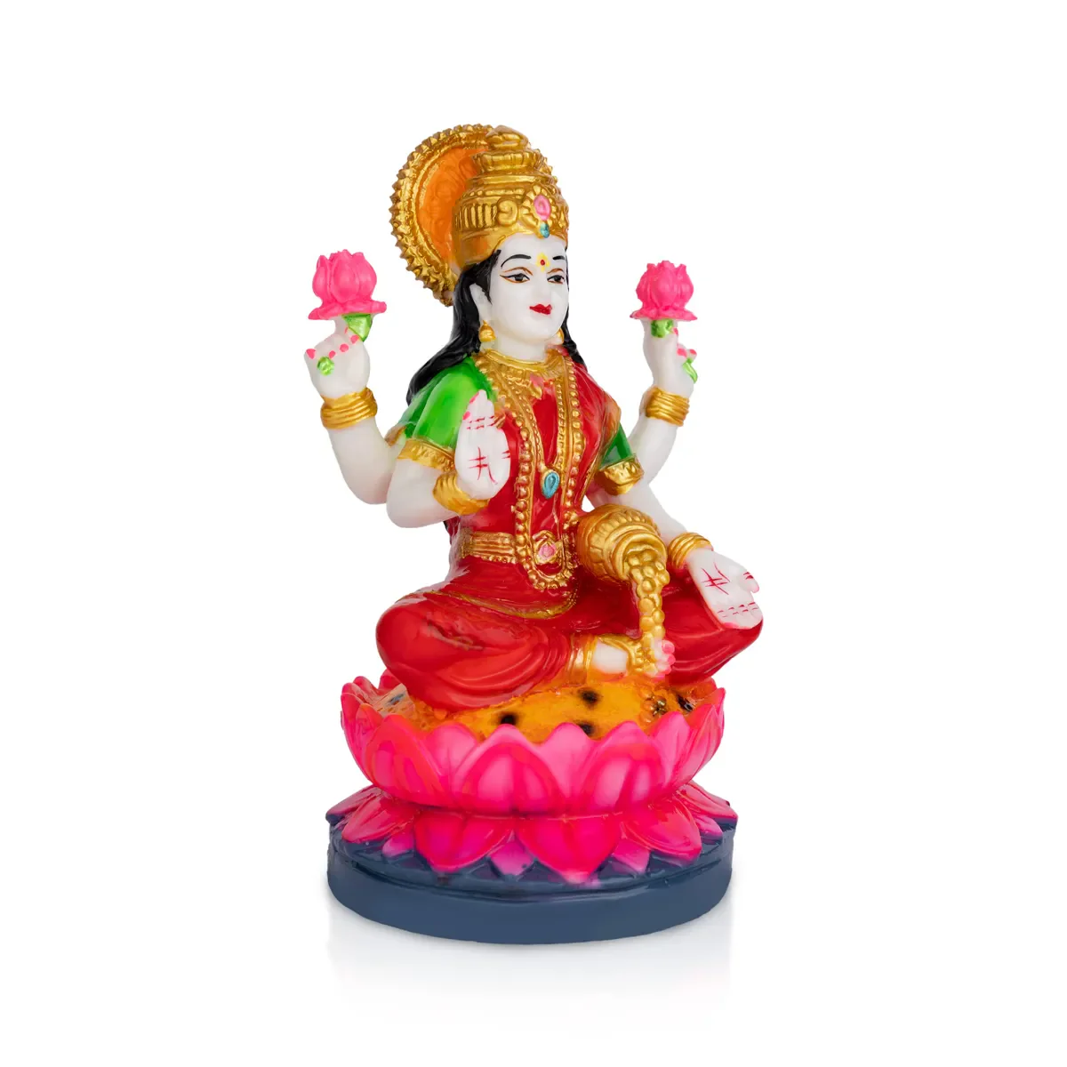 Lakshmi Sitting On Lotus Murti - 7.75 X 4.5 Inches | Marble Dust Idol/ Goddess Lakshmi Statue For Pooja - Image 3