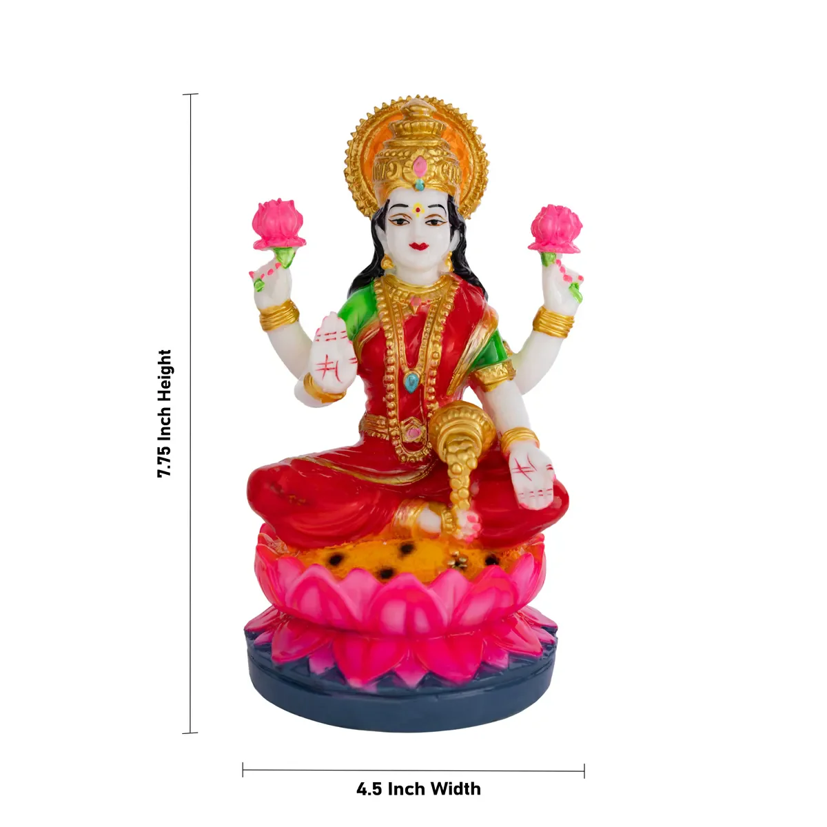 Lakshmi Sitting On Lotus Murti - 7.75 X 4.5 Inches | Marble Dust Idol/ Goddess Lakshmi Statue For Pooja - Image 5