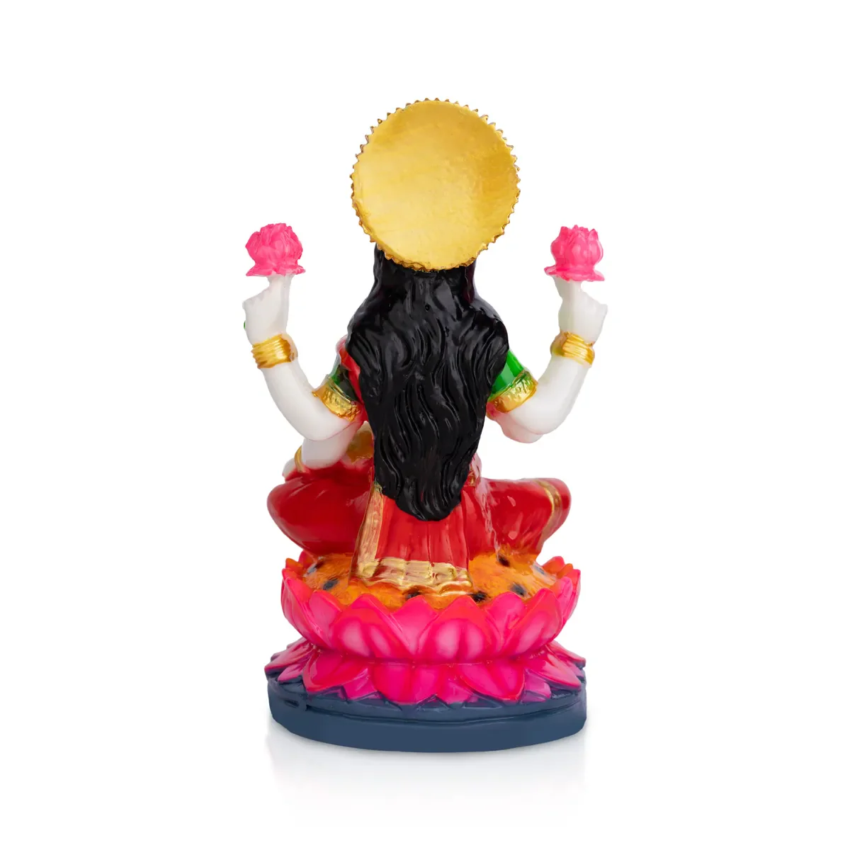 Lakshmi Sitting On Lotus Murti - 7.75 X 4.5 Inches | Marble Dust Idol/ Goddess Lakshmi Statue For Pooja - Image 6