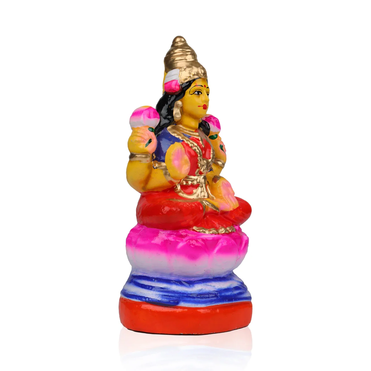 Lakshmi Sitting Clay Golu Bommai - 8 x 4 Inches | Giri Golu Doll/ Navaratri Golu Bomma/Gombe/Bommai - Image 3