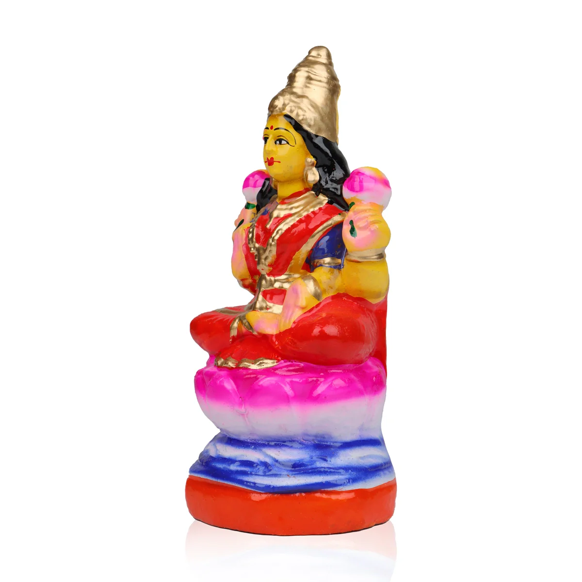 Lakshmi Sitting Clay Golu Bommai - 8 x 4 Inches | Giri Golu Doll/ Navaratri Golu Bomma/Gombe/Bommai - Image 4